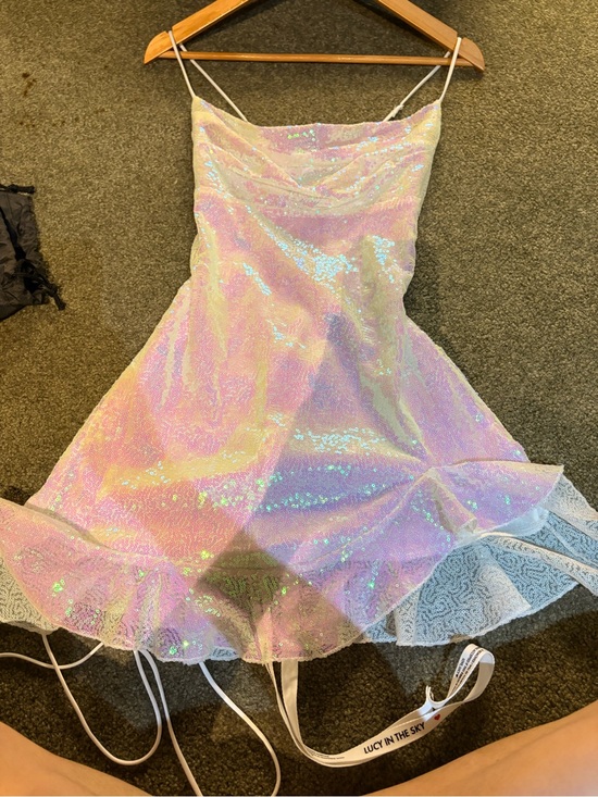Lucy in the Sky Dresses & Skirts - Lucy in the Sky Iridescent Pink Sequin Dance Costume with Blue-Gold Sheen